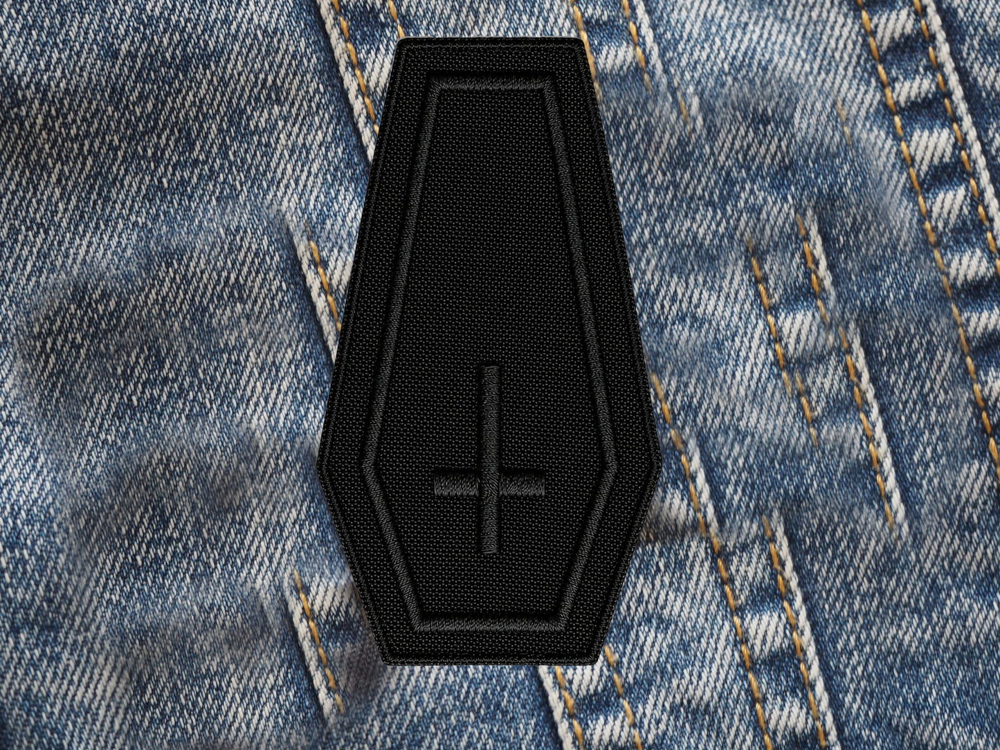 Coffin Gothic Cross Embroidered Patch