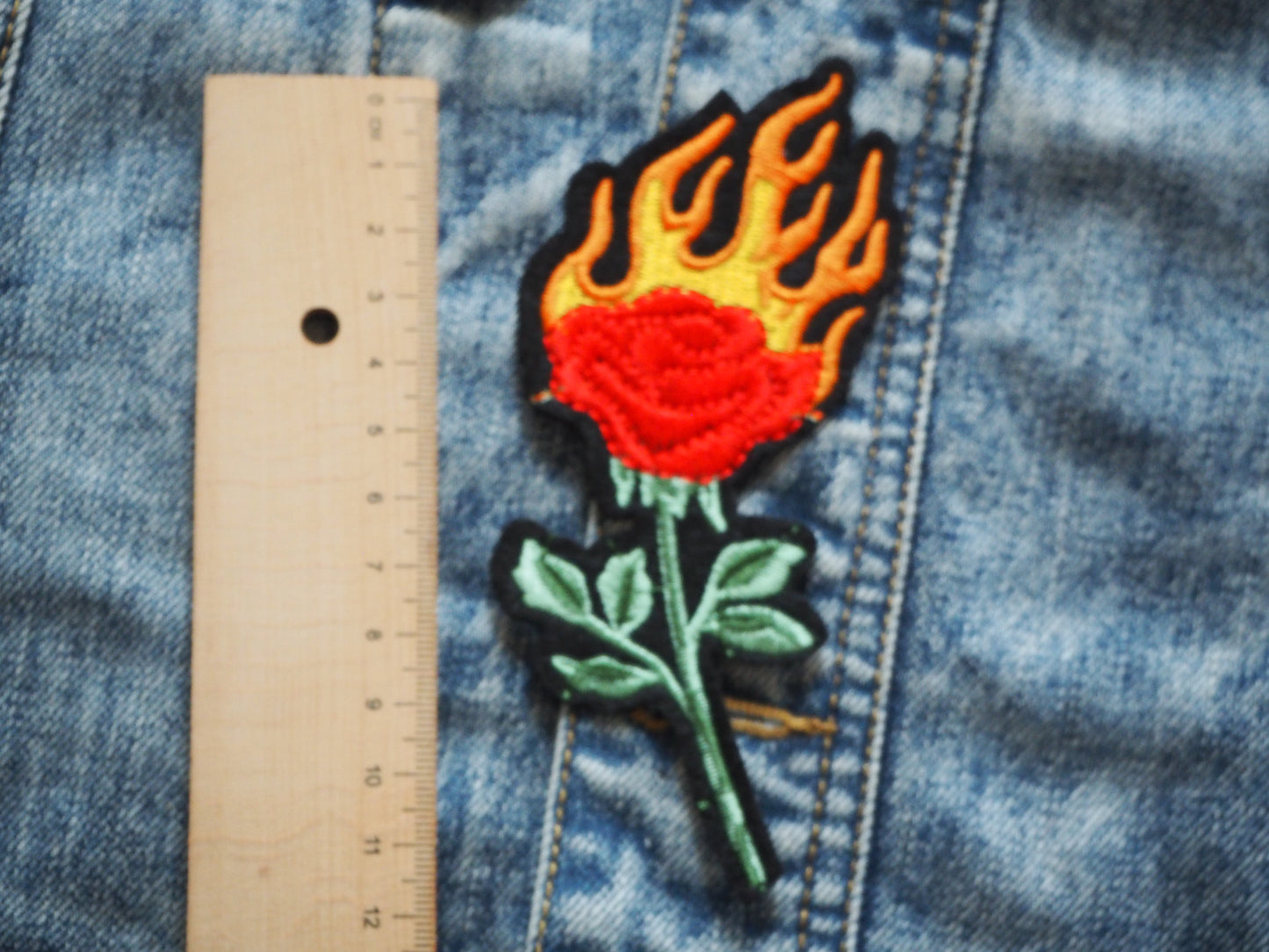 Flamming Gothic Red Rose Patch