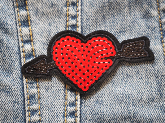 Gothic Heart with black arrow Patch