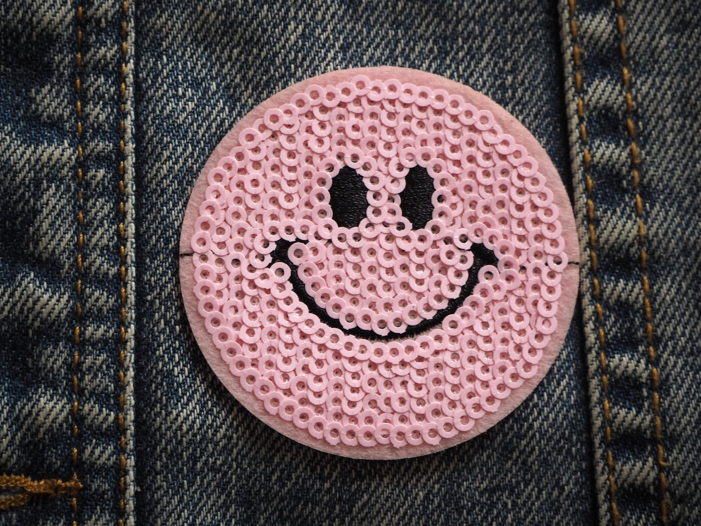 Smile Face Embroidered Unique Glitter Patch