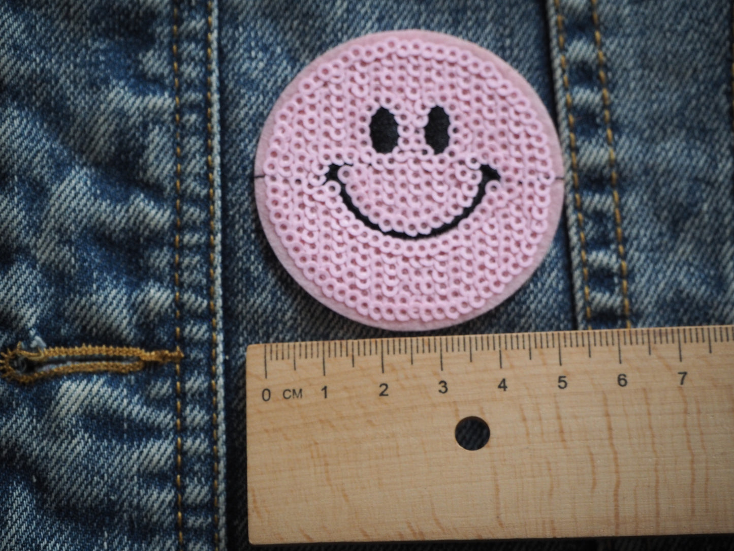 Smile Face Embroidered Unique Glitter Patch