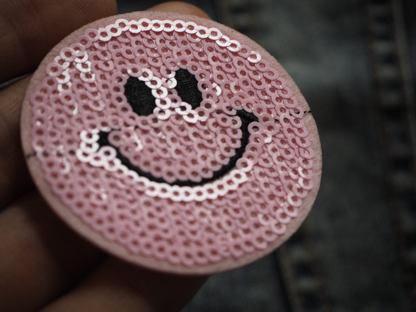 Smile Face Embroidered Unique Glitter Patch