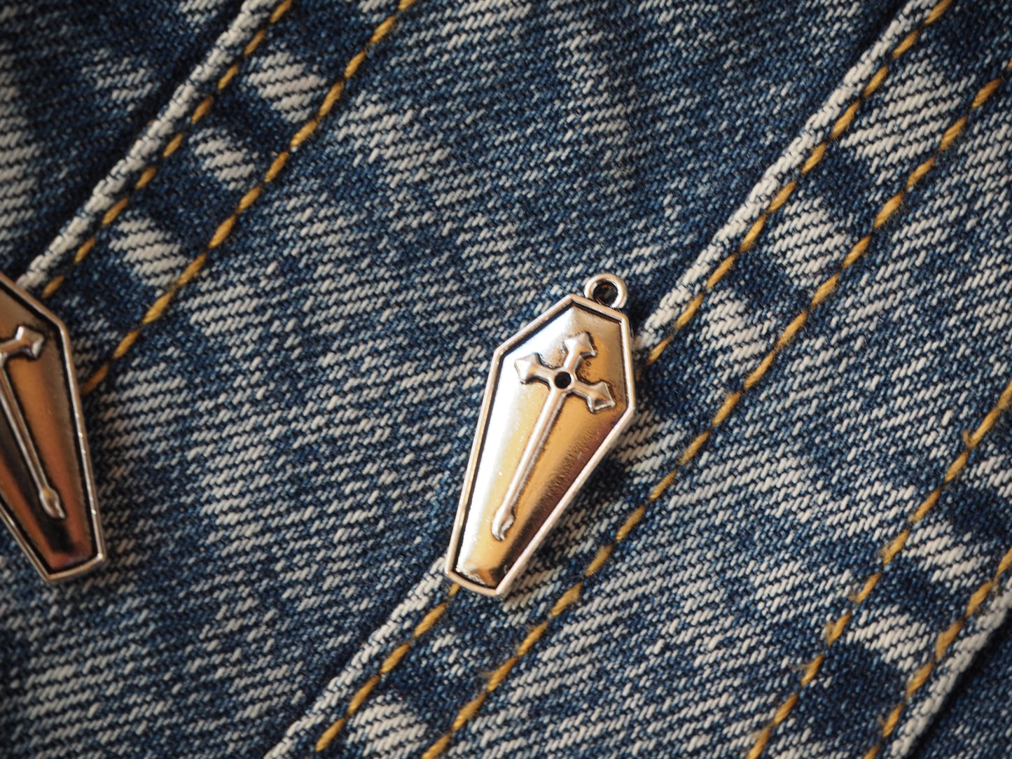 Coffin Cross Metal Pendant