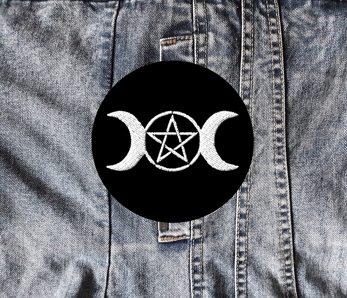 Wicca Pentagram Gothic Lune Embroidered Patch