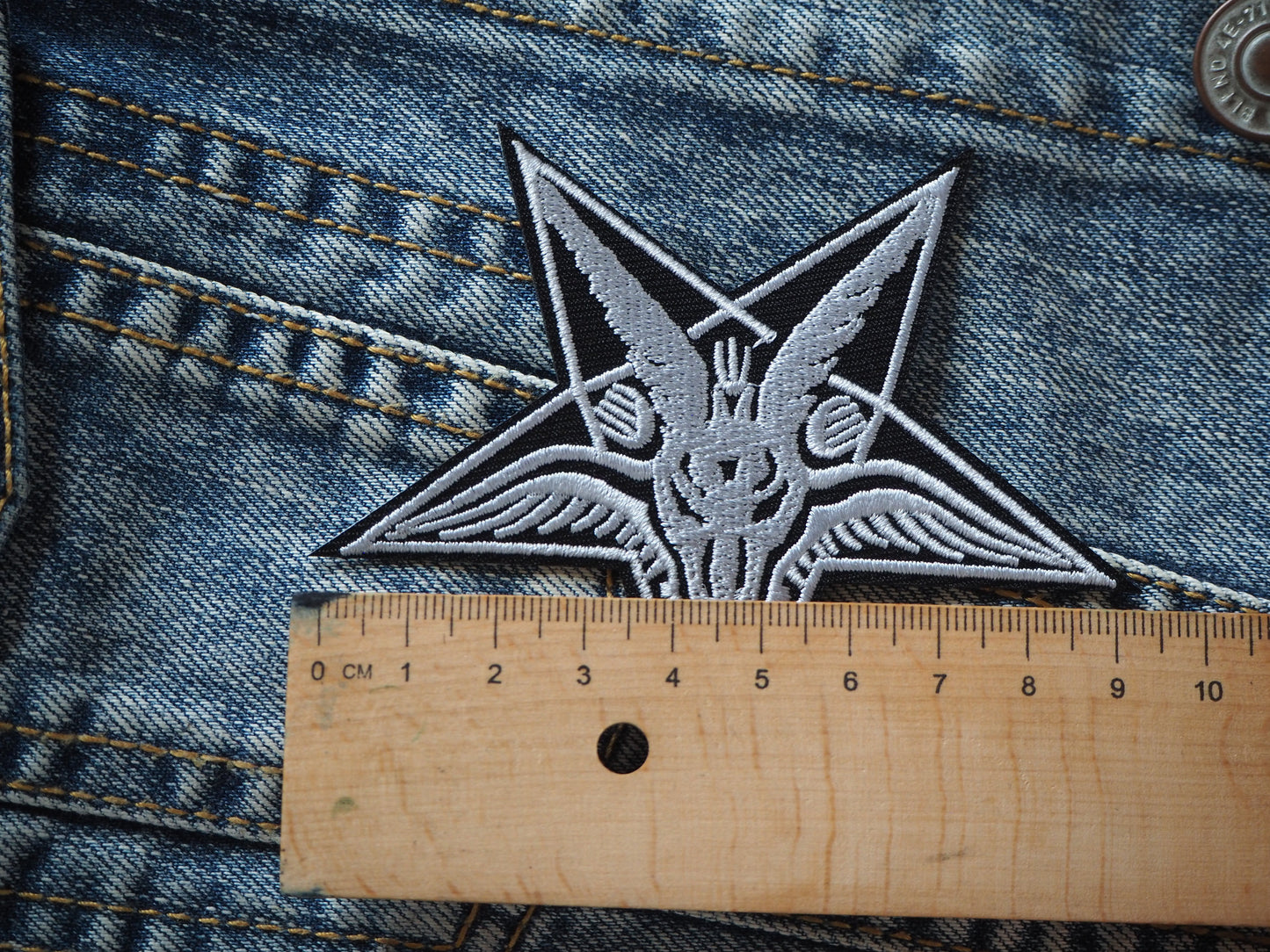 Goat Pentagram Embroidered shaped patch