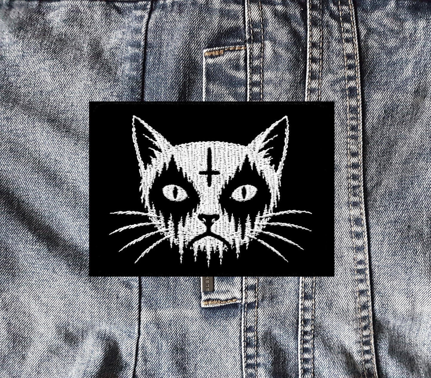 Black Metal Cat Embroidered Patch