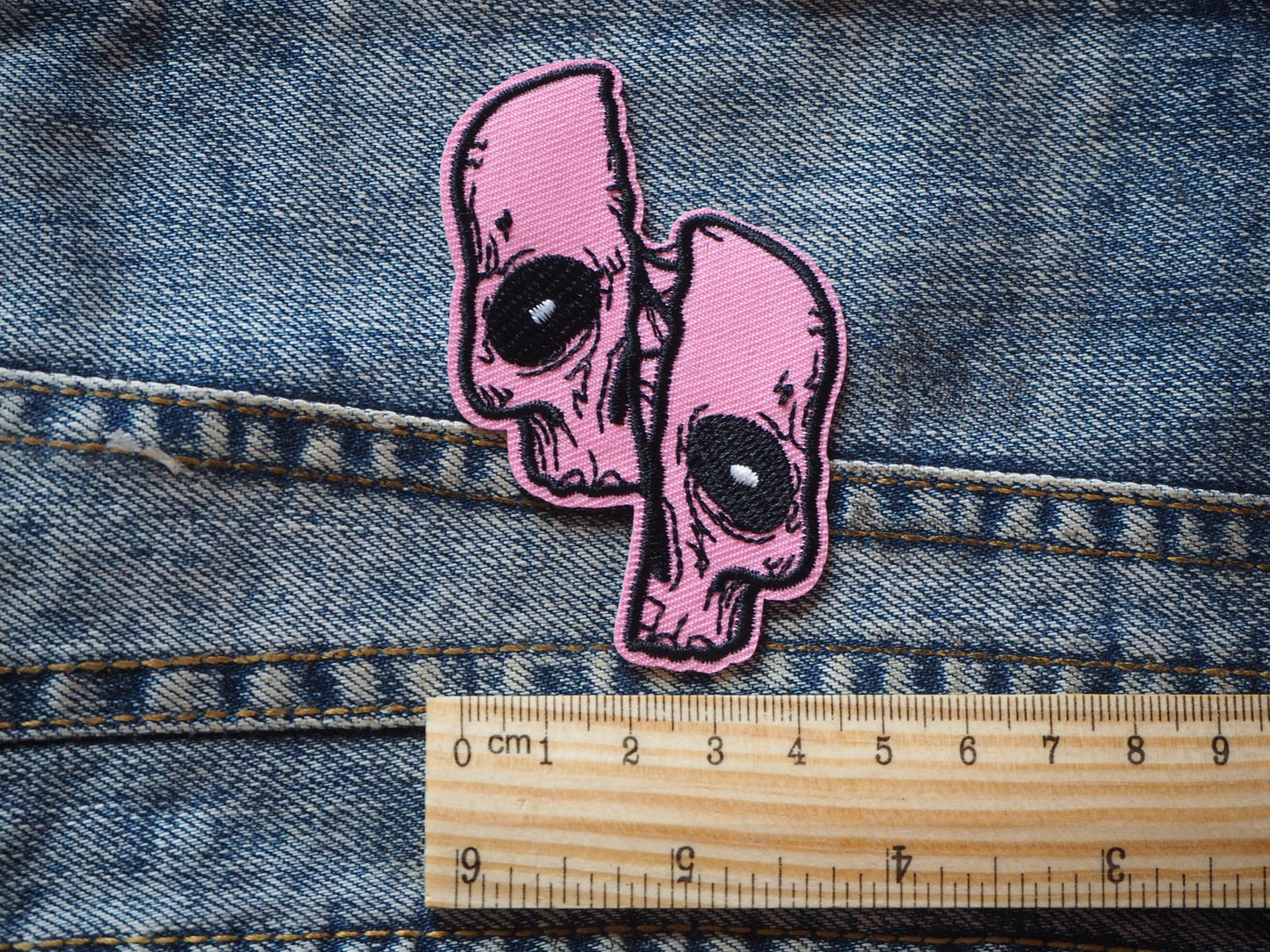 Skull Pink Embroidered Patch