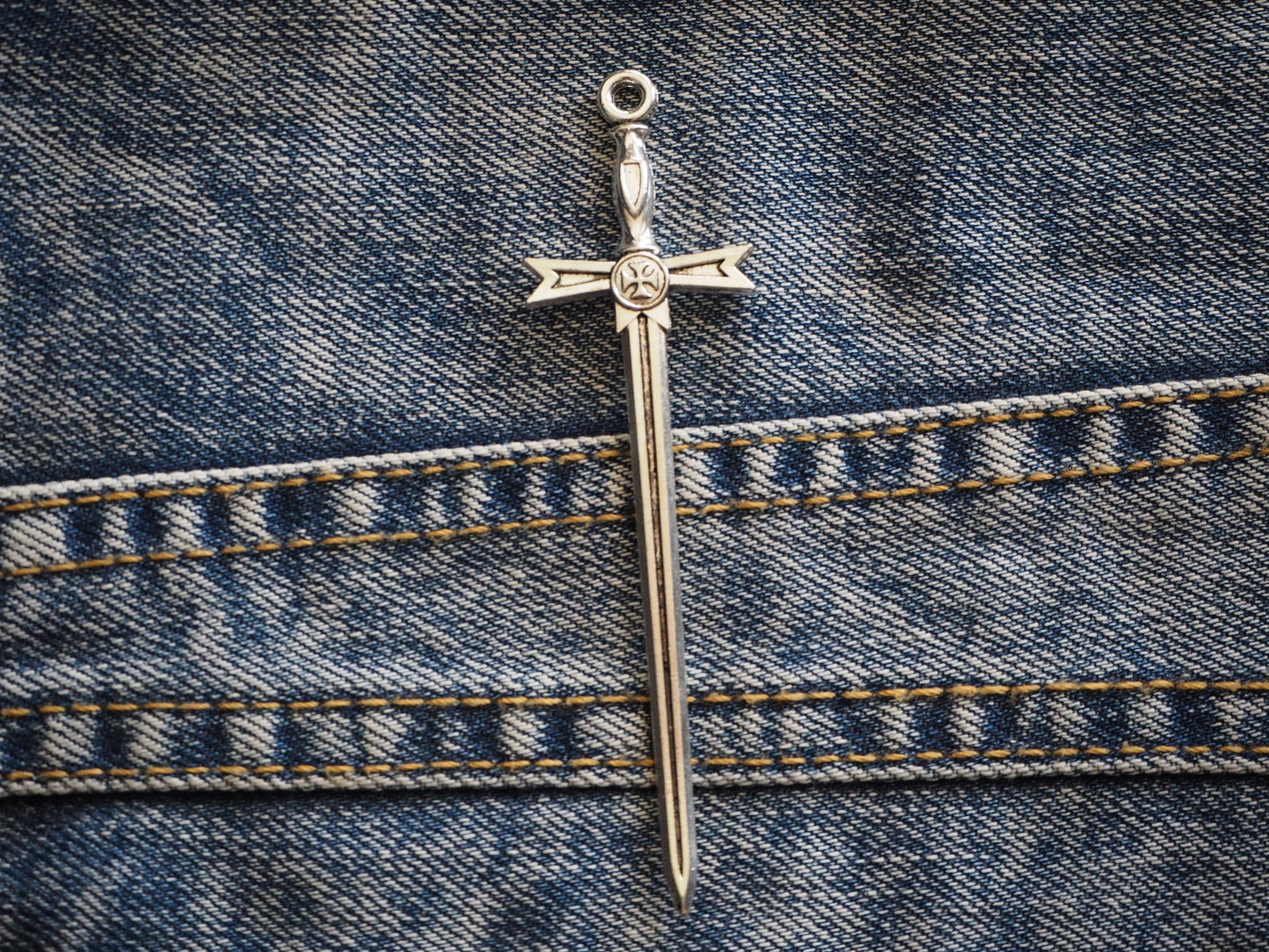 Sword Dungeon Synth Mini Metal Pendant