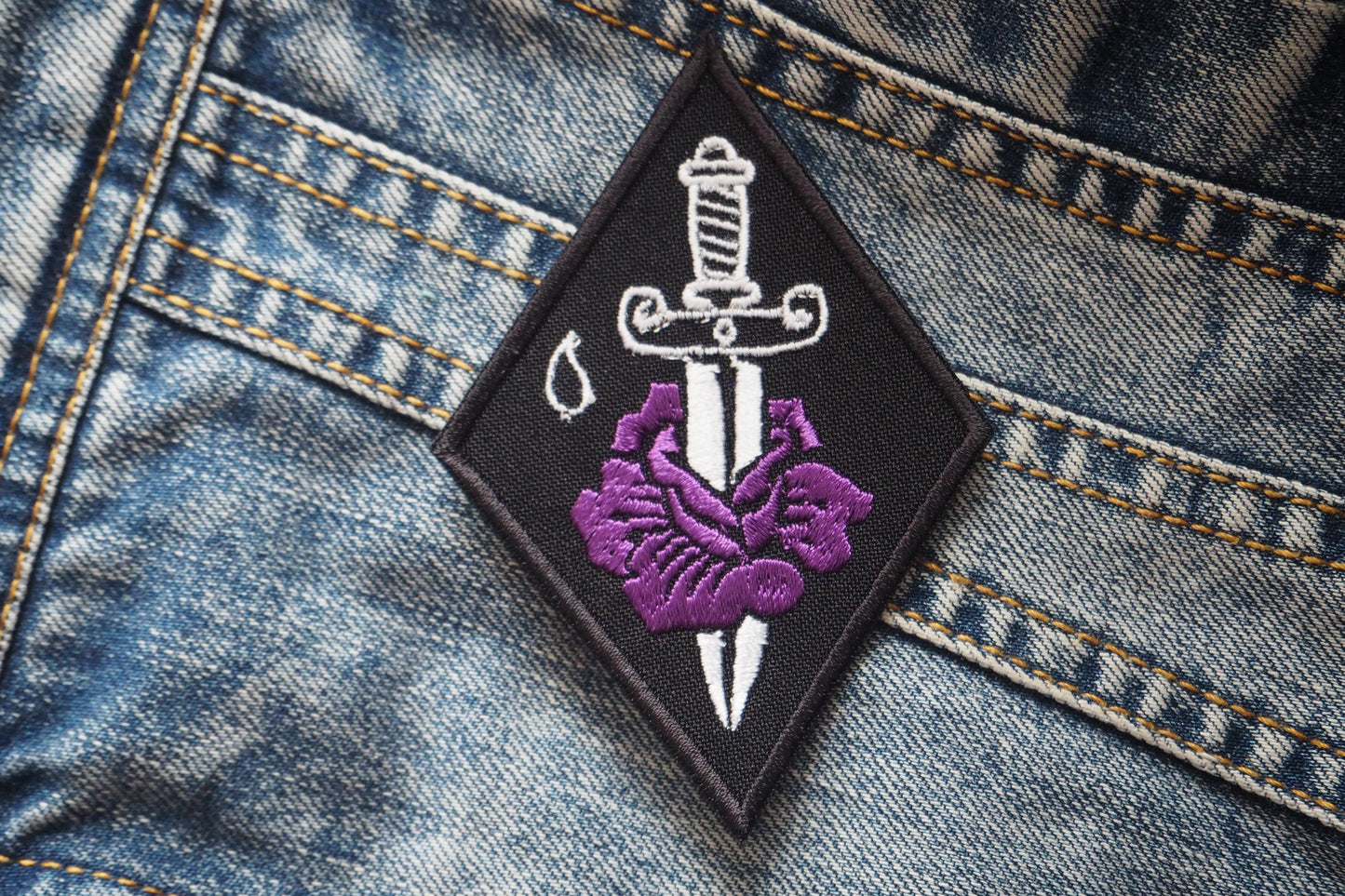 Gothic Rose & Sword Embroidered Patch