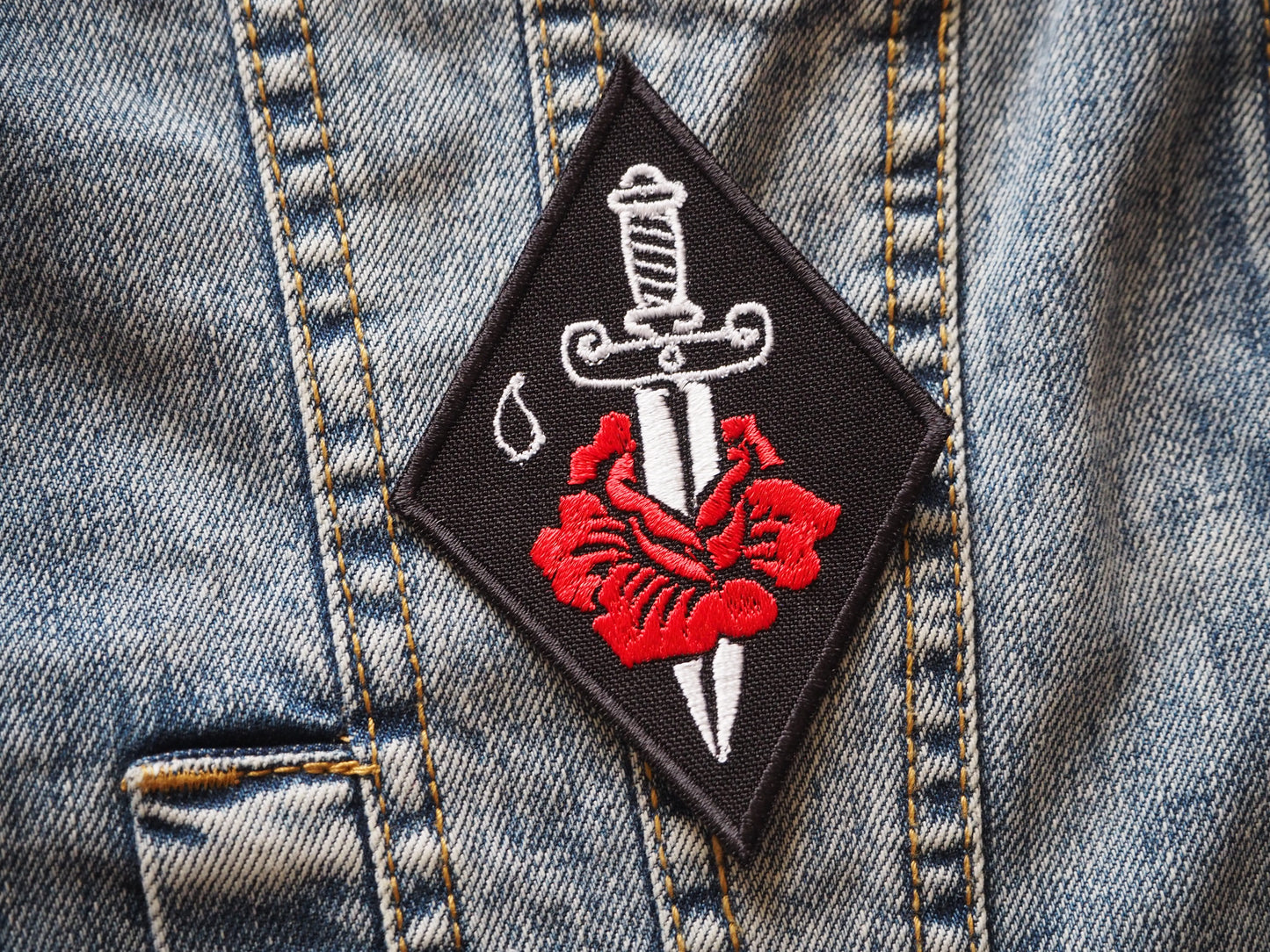 Gothic Rose & Sword Embroidered Patch