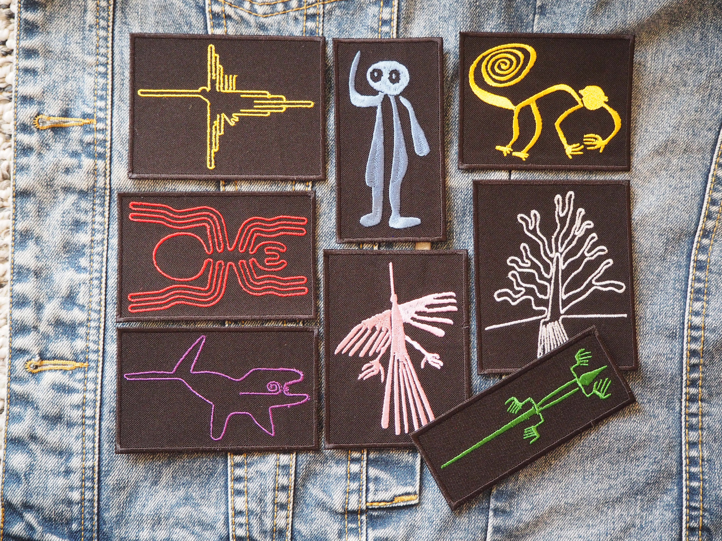 Nazca Lines Symbols Peru Ancient Mystic Embroidered Patch