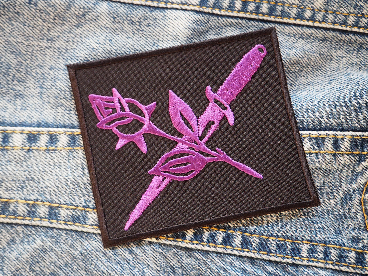 Rose and Knife Gothic Horror Embroidered Patch