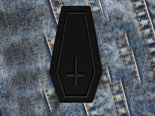 Coffin Gothic Cross Embroidered Patch
