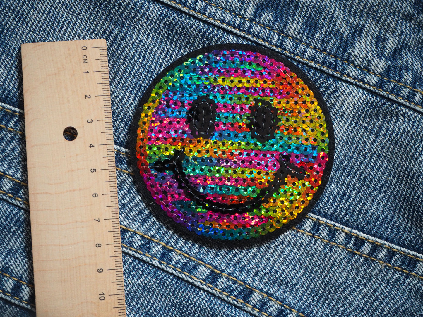 Smile Face Embroidered Unique Glitter Patch