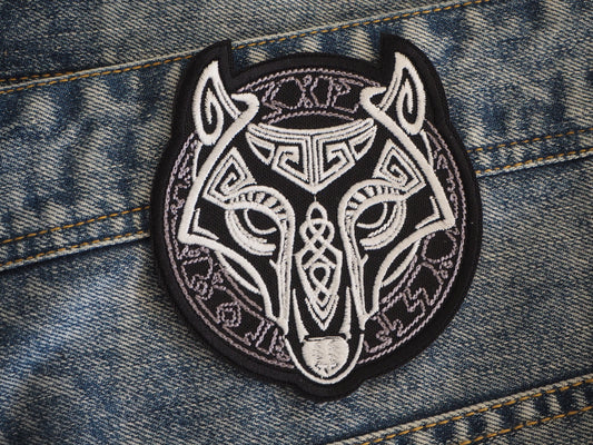 Viking Wolf Runes Patch Embroidered