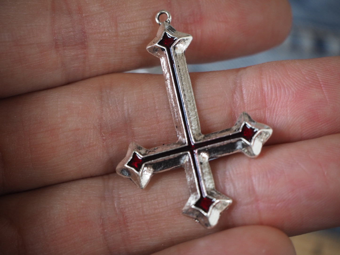 INVERTED GOTHIC CROSS metal pendant