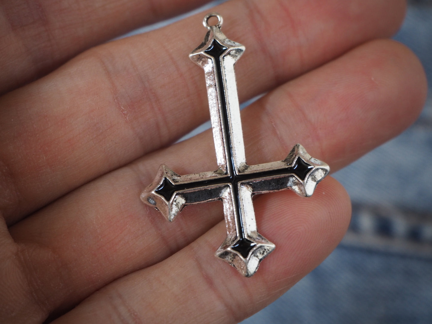 INVERTED GOTHIC CROSS metal pendant