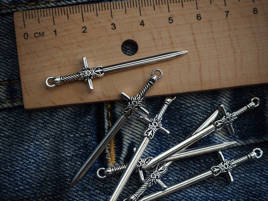 Medieval Sword Dungeon Synth Mini Metal Pendant