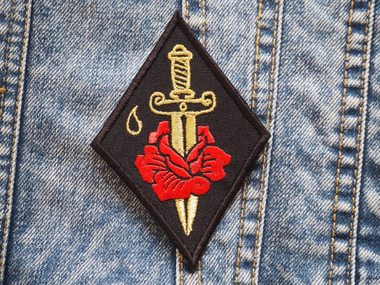 Gothic Rose & Sword Embroidered Patch