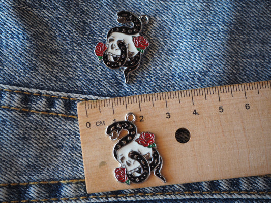 Snake & Skull Metal Pendant