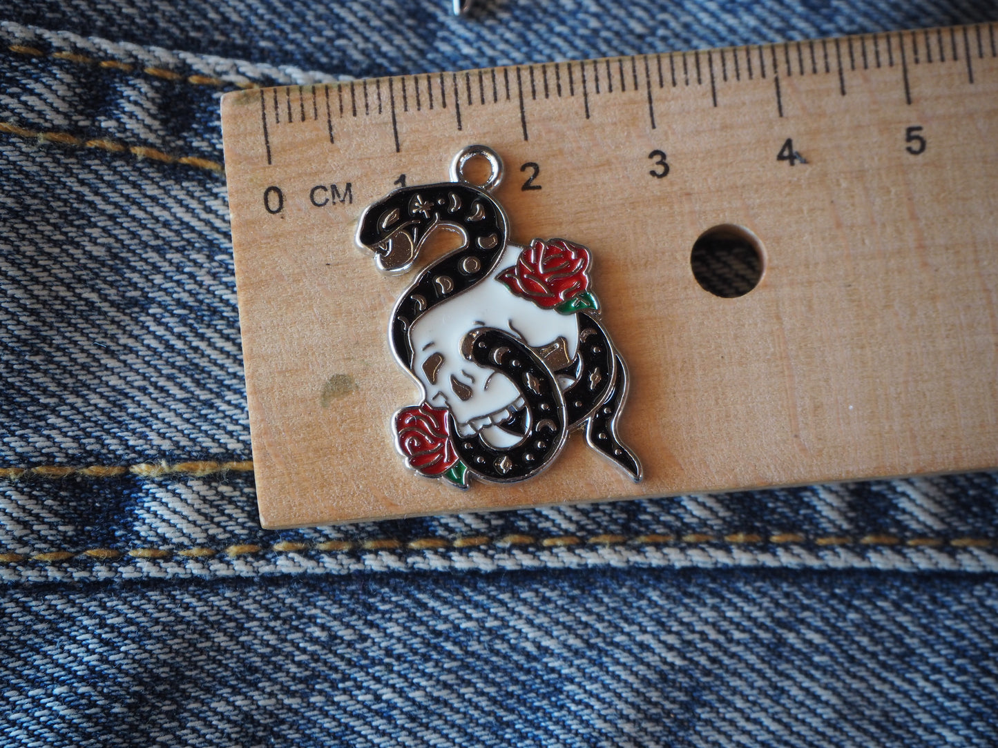 Snake & Skull Metal Pendant