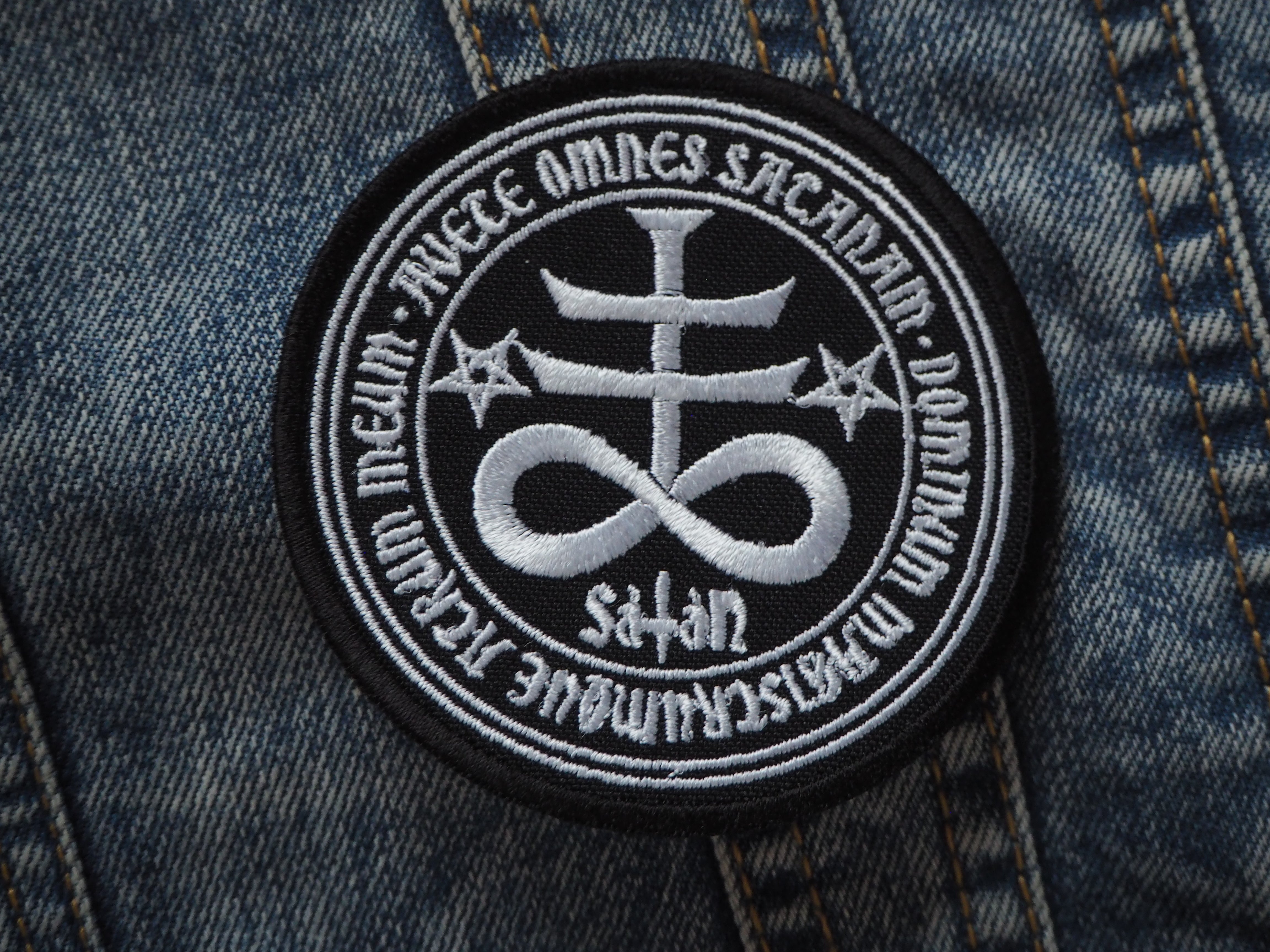 Red The Leviathan Cross of Satan Occult Symbol Embroidered Patch Applique