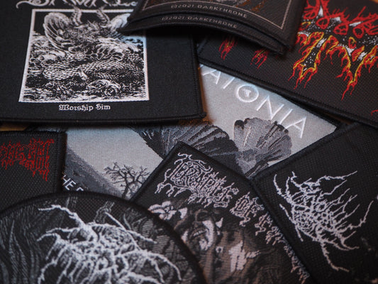 5 x Random High Quality WOVEN Patches Box (Black Metal)