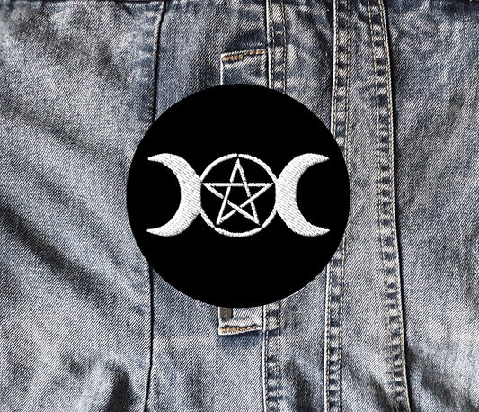 Wicca Pentagram Gothic Lune Embroidered Patch