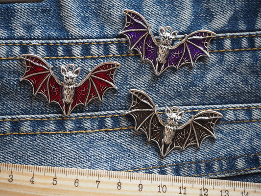 Vampyric Bat Gothic Enamel Metal Pendant