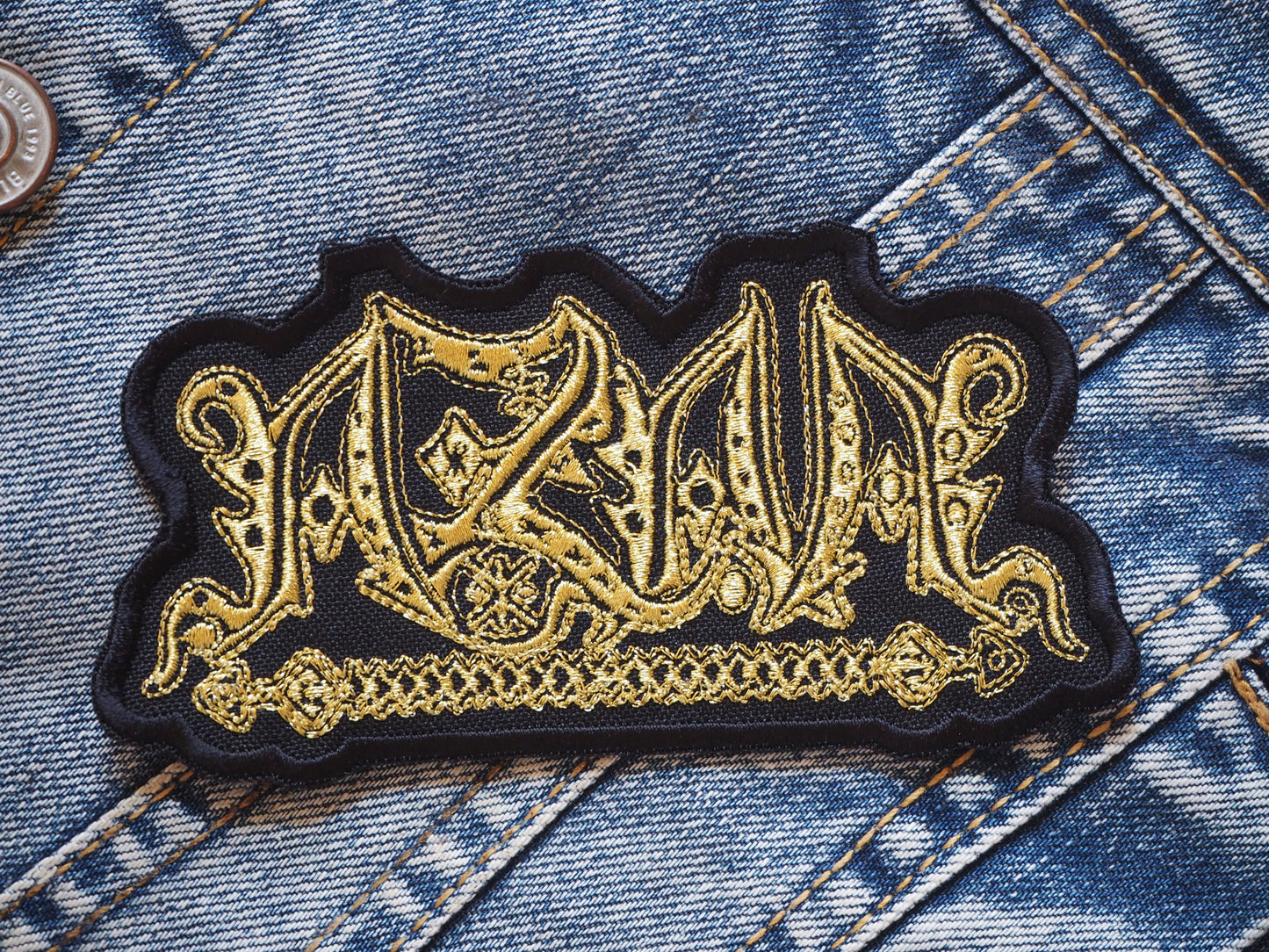 Azar Black Metal Embroidered patch