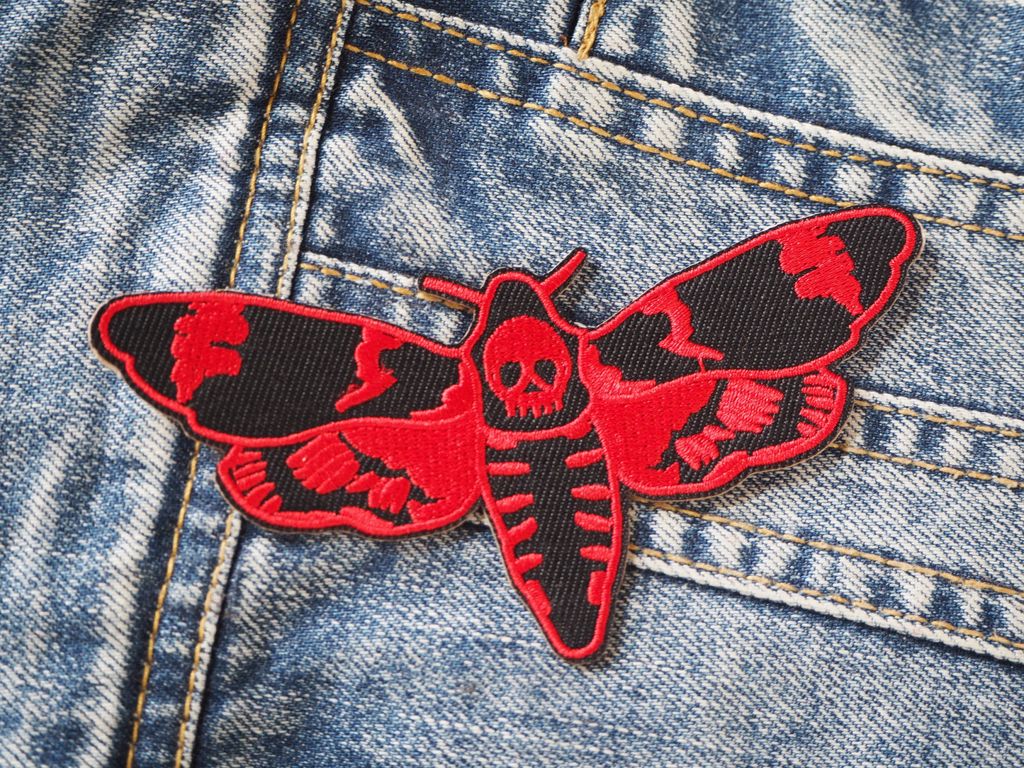 Skull Butterfly Gothic Embroidered Patch