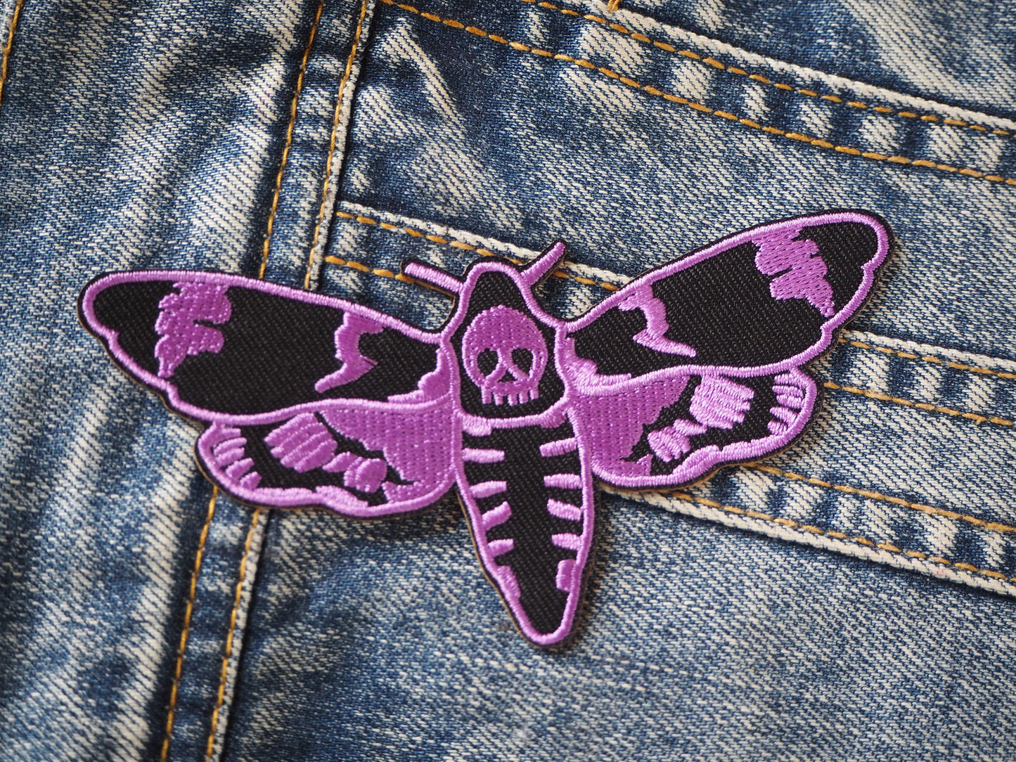 Skull Butterfly Gothic Embroidered Patch