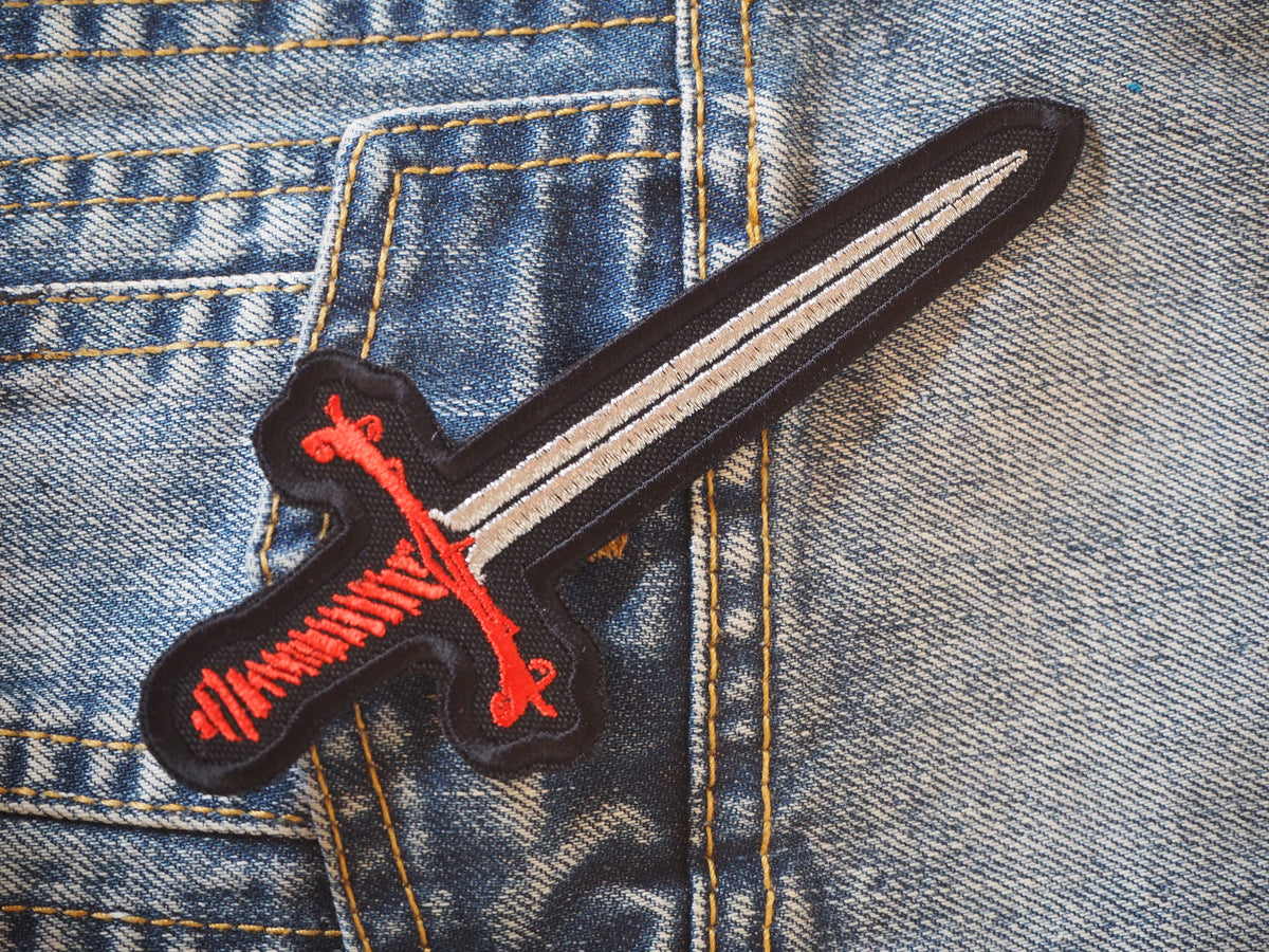 Medieval Sword Shaped Embroidered Color Patch