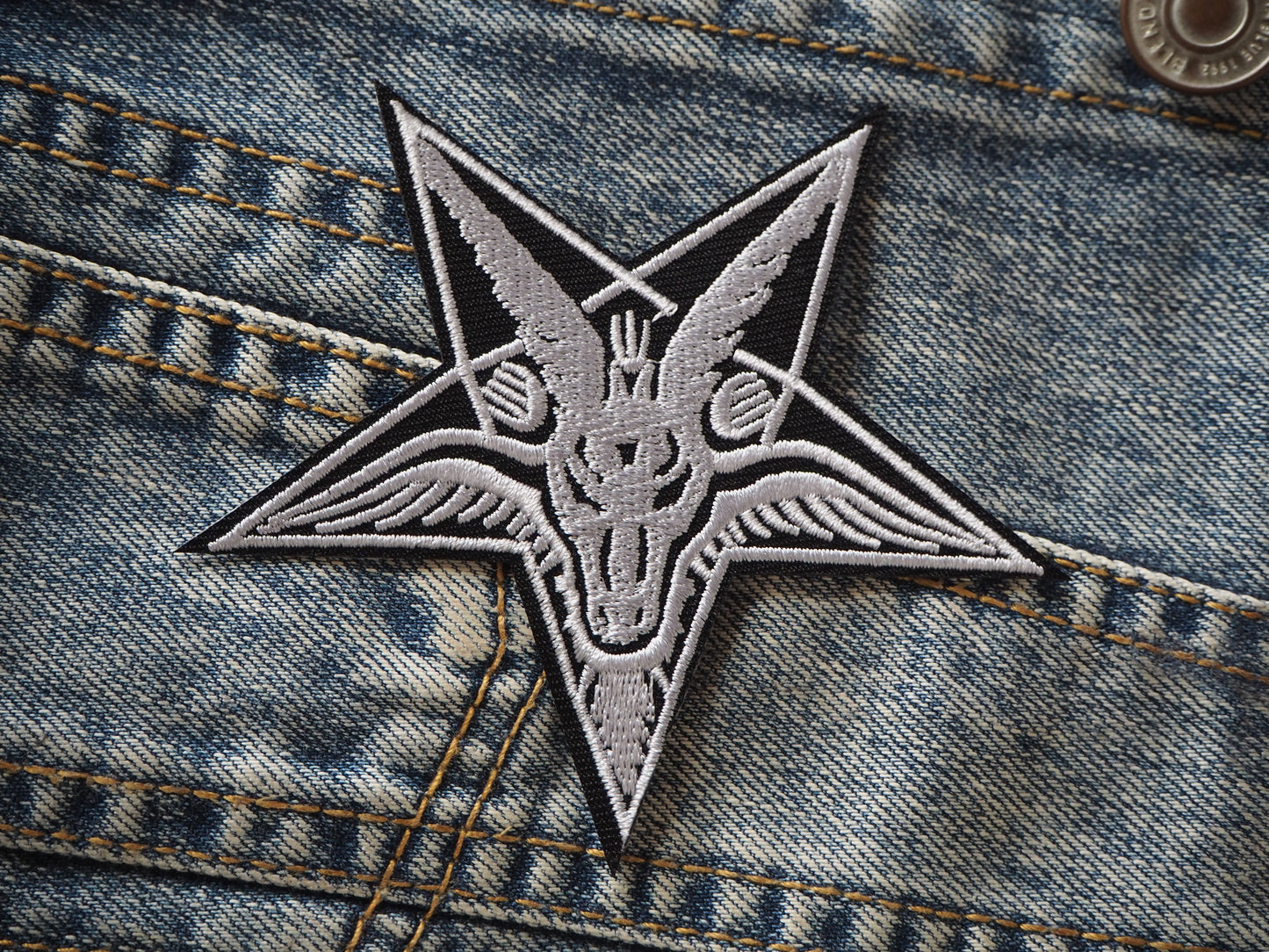 Goat Pentagram Embroidered shaped patch