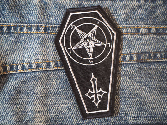 Coffin Pentagram Cross Embroidered Patch