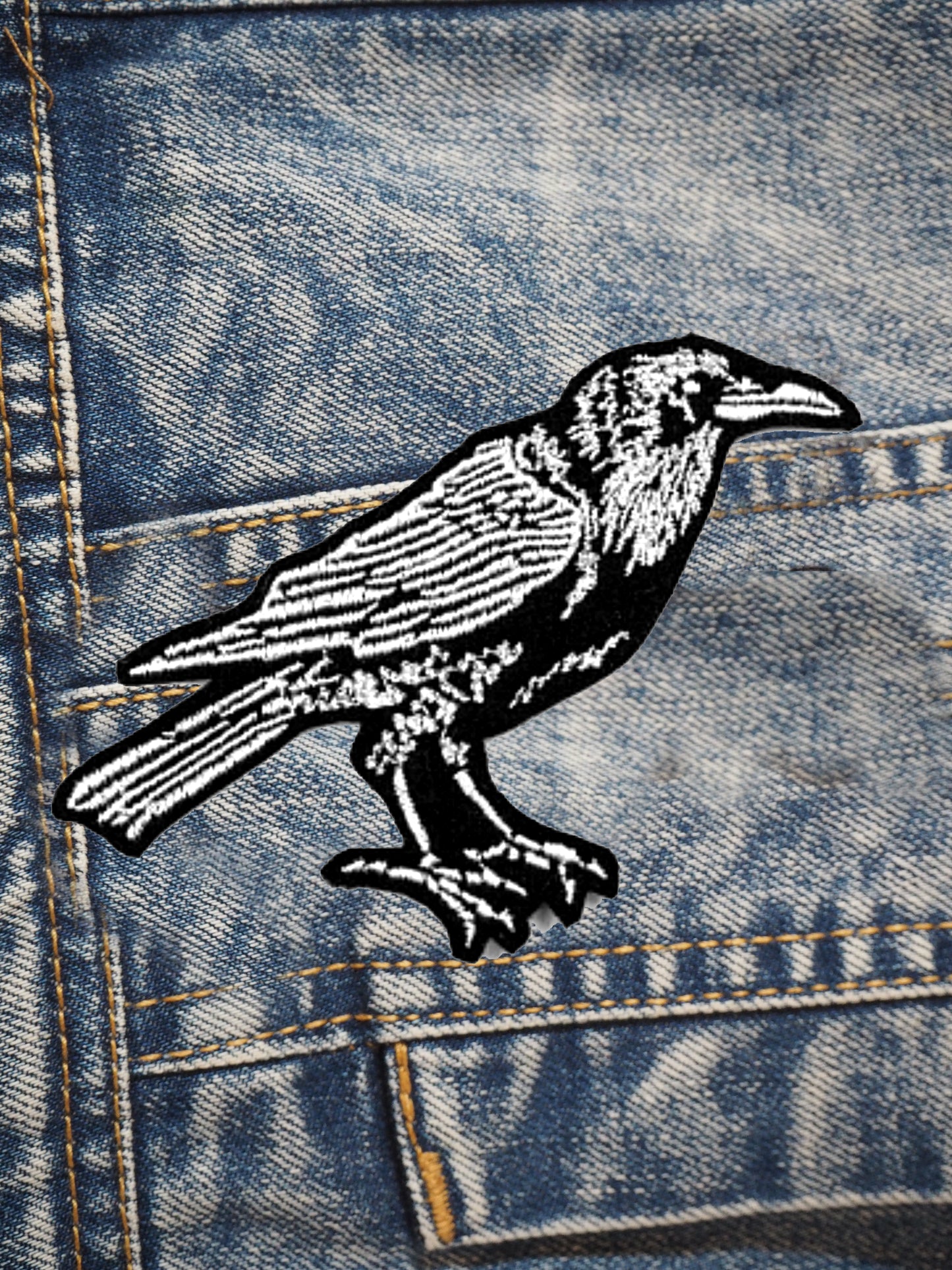 Gothic Vampyric Black Raven Embroidered Patch