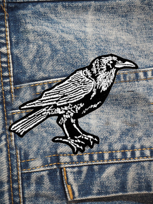 Gothic Vampyric Black Raven Embroidered Patch