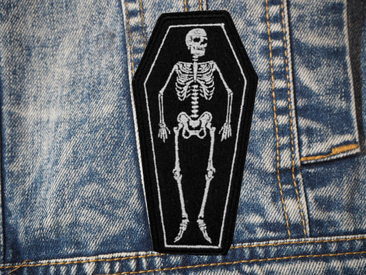 Coffin Gothic Skeleton Embroidered Patch