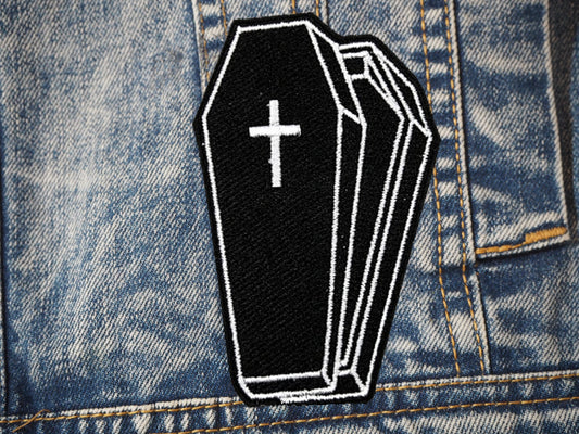 Coffin Gothic Cross Embroidered Patch