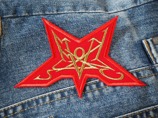 Atmospheric Black Metal Gold/Red Embroidered Patch