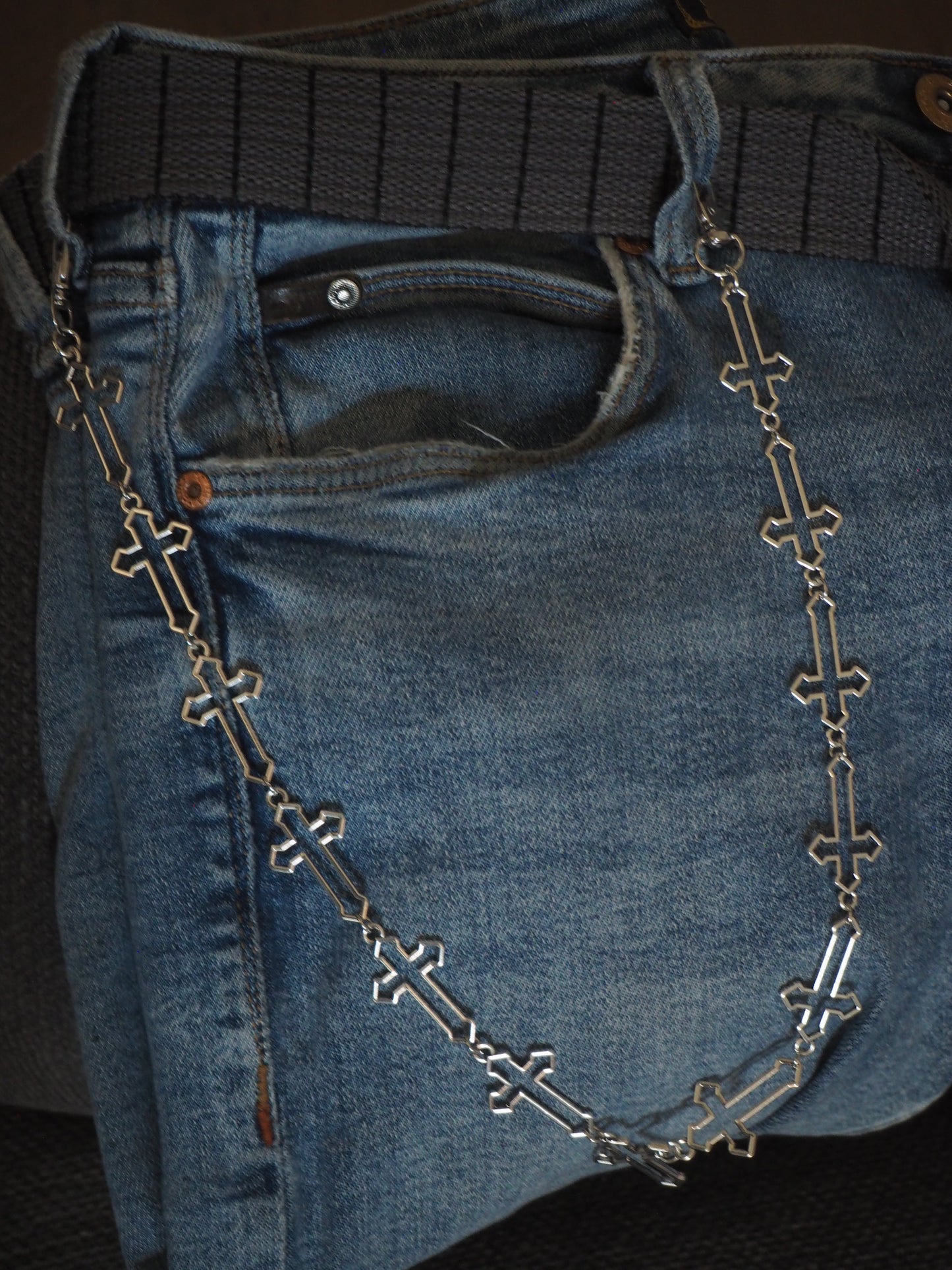 Inverted Gothic Cross Metal Key Chain