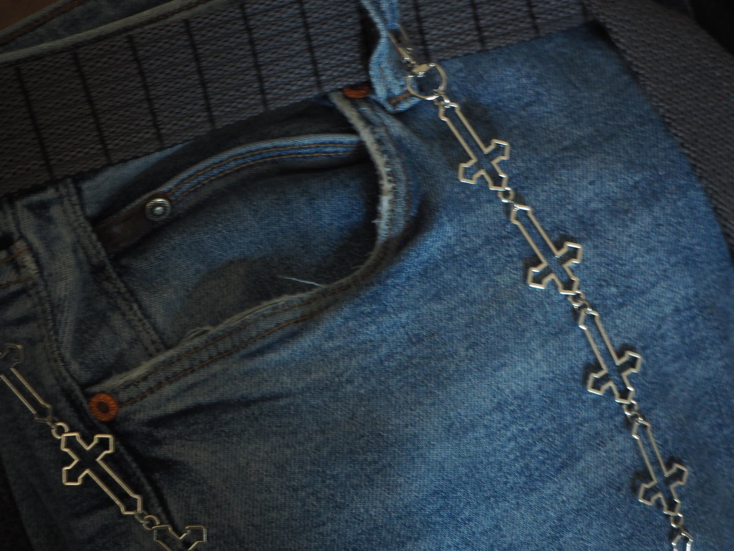 Inverted Gothic Cross Metal Key Chain