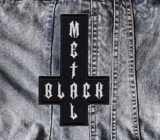 Black Metal Symbol Cross Embroidered Patch