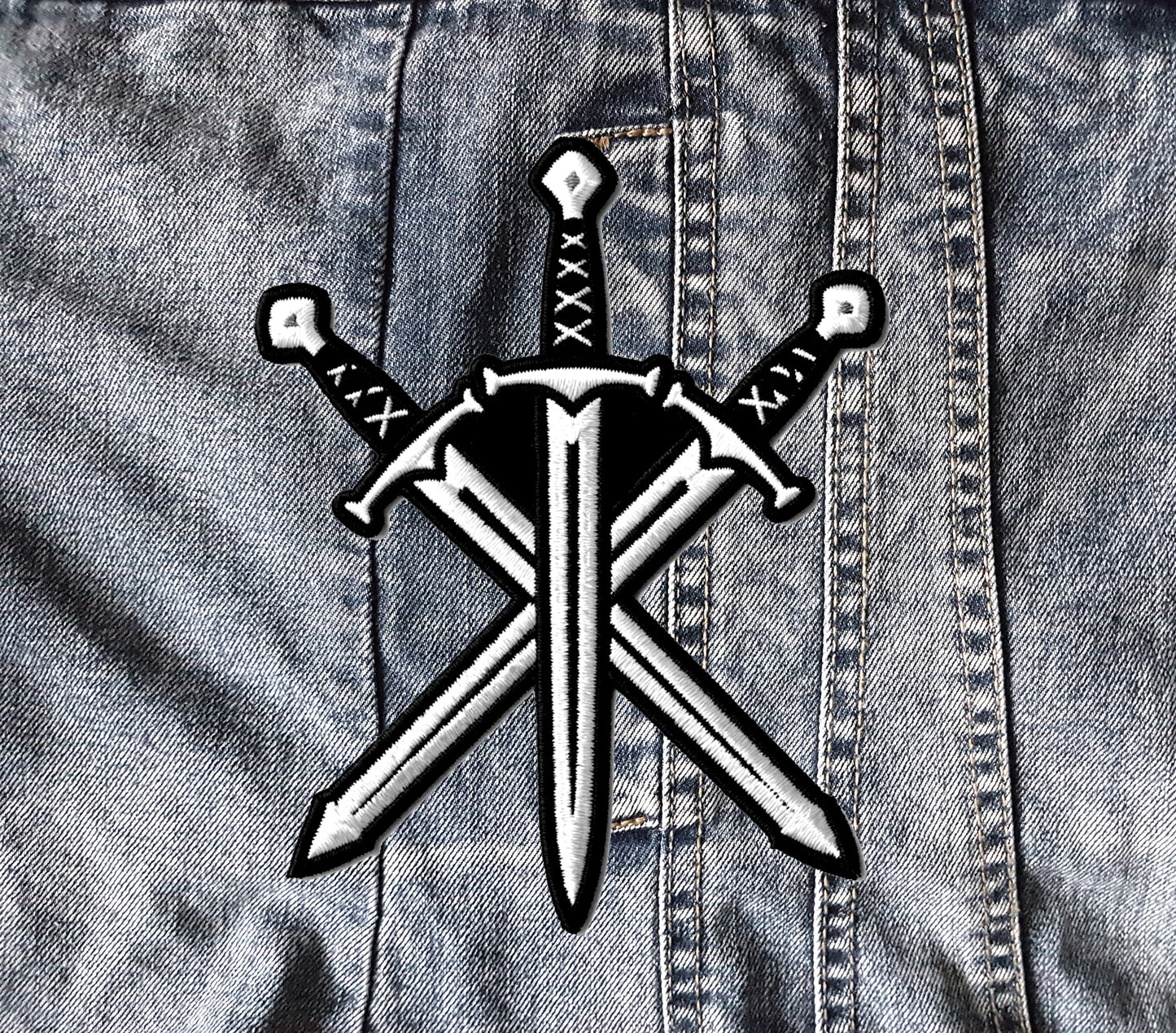 Crossed Swords Dungeon Synth Medieval Embroidered Patch