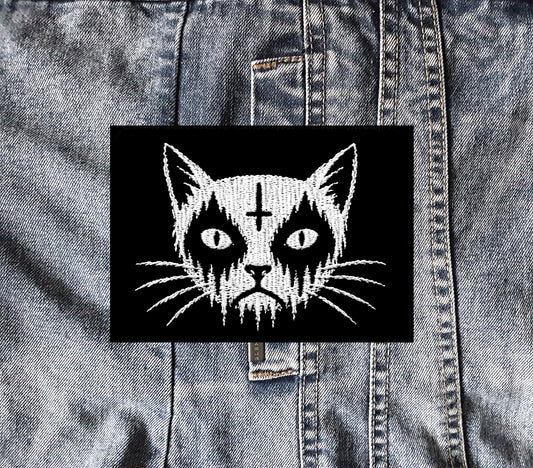 Black Metal Cat Embroidered Patch