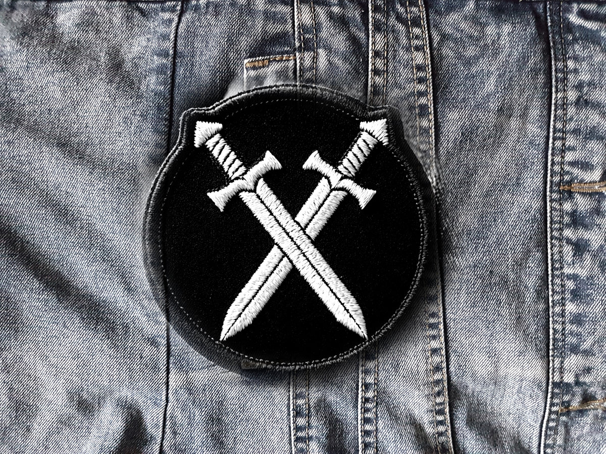 Crossed Swords Medieval Fantasy Dungeon Synth Embroidered Patch