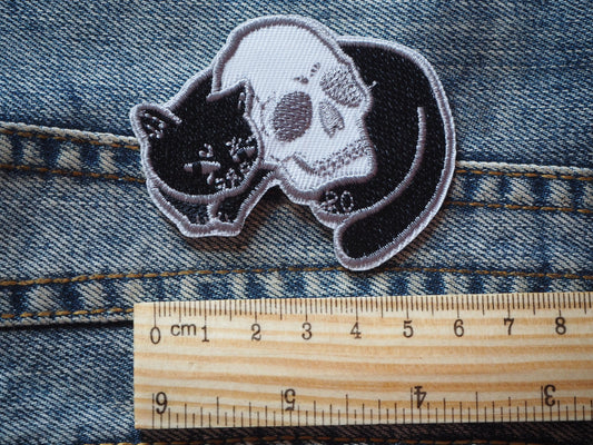 Skull & Black Cat Patch