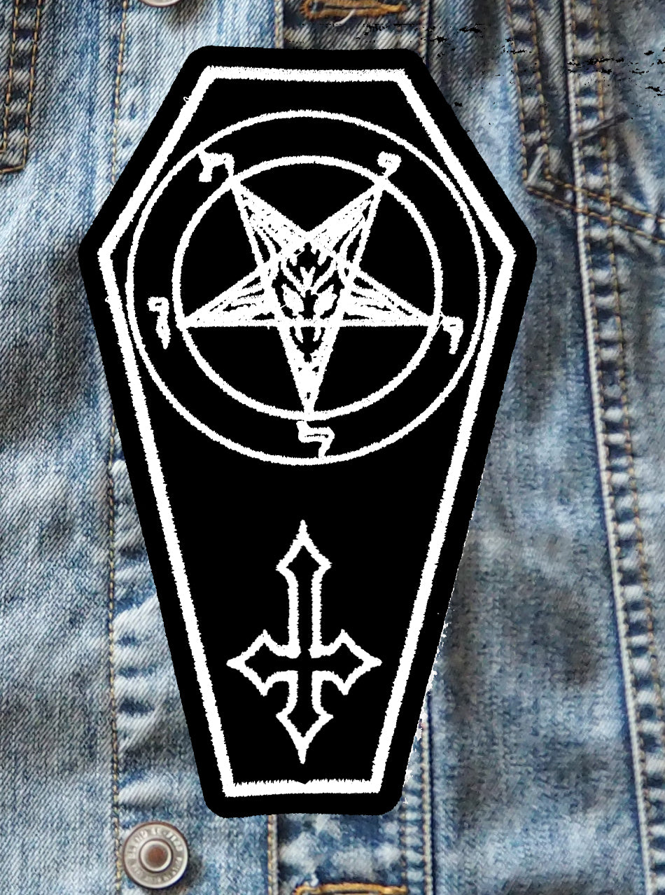 Coffin Pentagram Cross Embroidered Patch