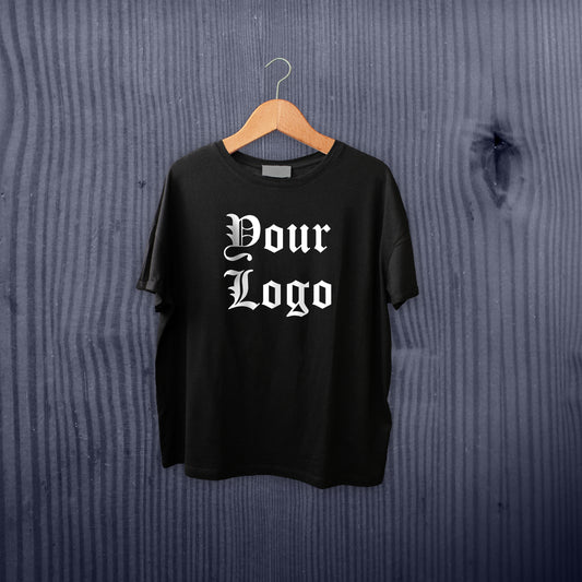 CUSTOM PRINTED BLACK/WHITE ONE-SIDED T-SHIRT WITH YOUR LOGO