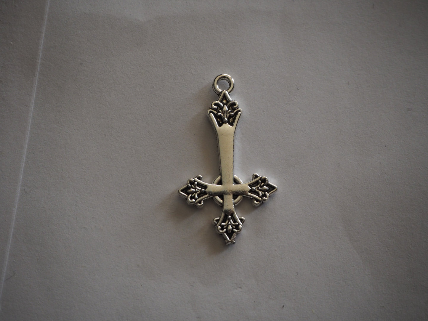 Inverted Gothic Cross Mini Metal Pendant